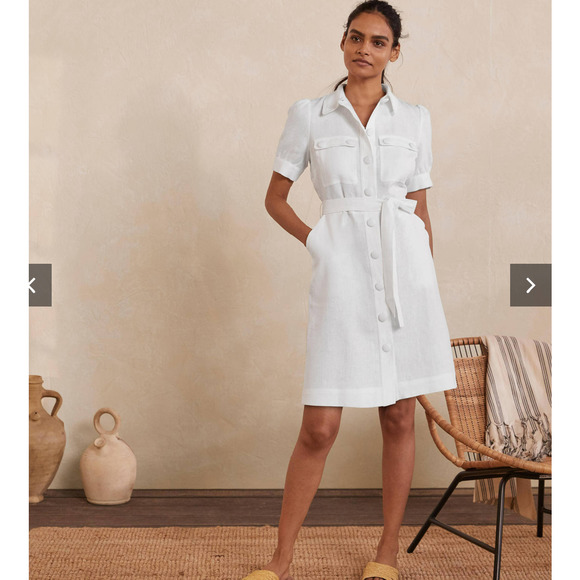 Boden Dresses & Skirts - Carrie Linen Shirt Dress White Button Down Women's Size 4